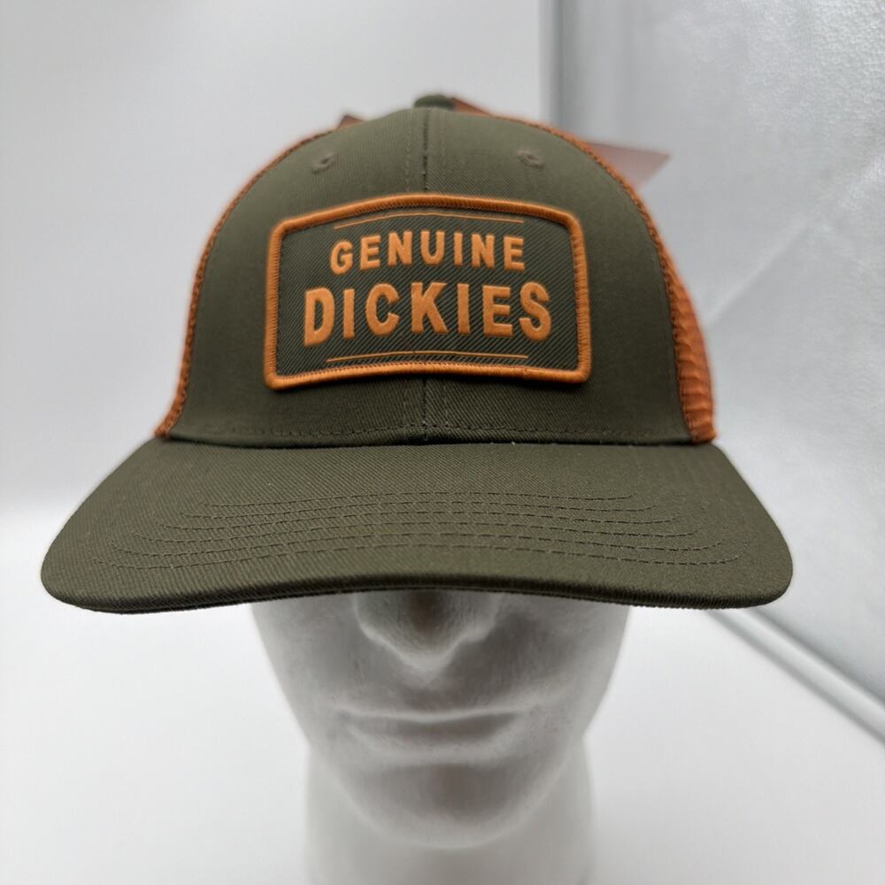 New Genuine Dickies Men's Twill Trucker Cap/Hat NWT Green/Orange SnapBack